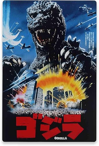 Godzilla - Póster de película de paisaje urbano de metal, decoración de pared vintage Godzilla para cueva o sala de cine