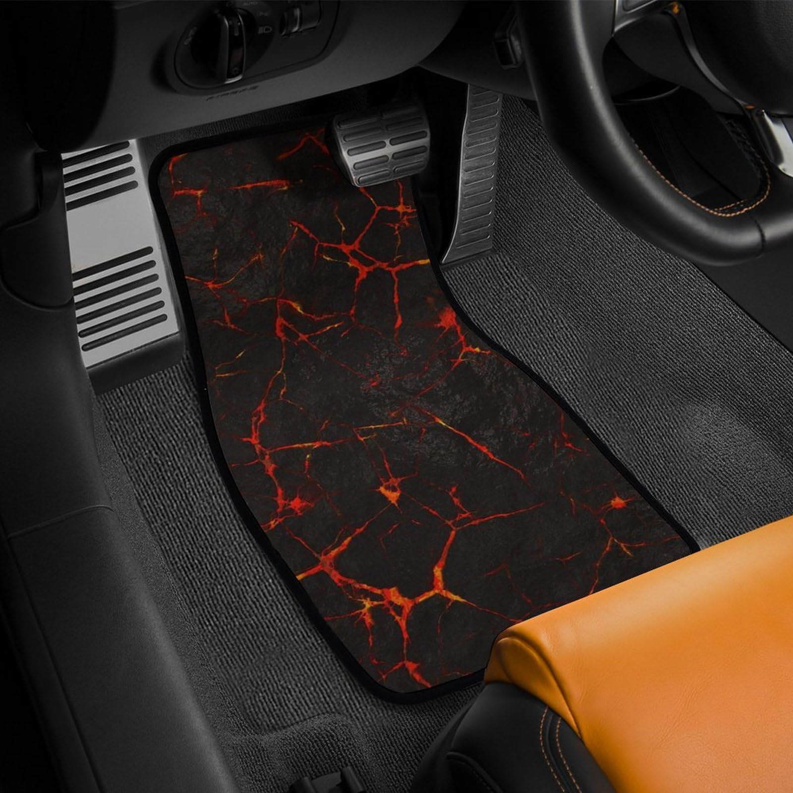 Autoteppiche 4er Set, Volcanic Lava Crack Auto Fußmatten Universal Fußmatten für Auto SUV LKW