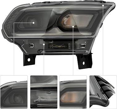 Front Headlight Assembly for Dodge Durango 2021 2022 2023 Right Passenger Side Front Head Lamp Replacement Clear Lens Black Housing 68433778AE (RH)