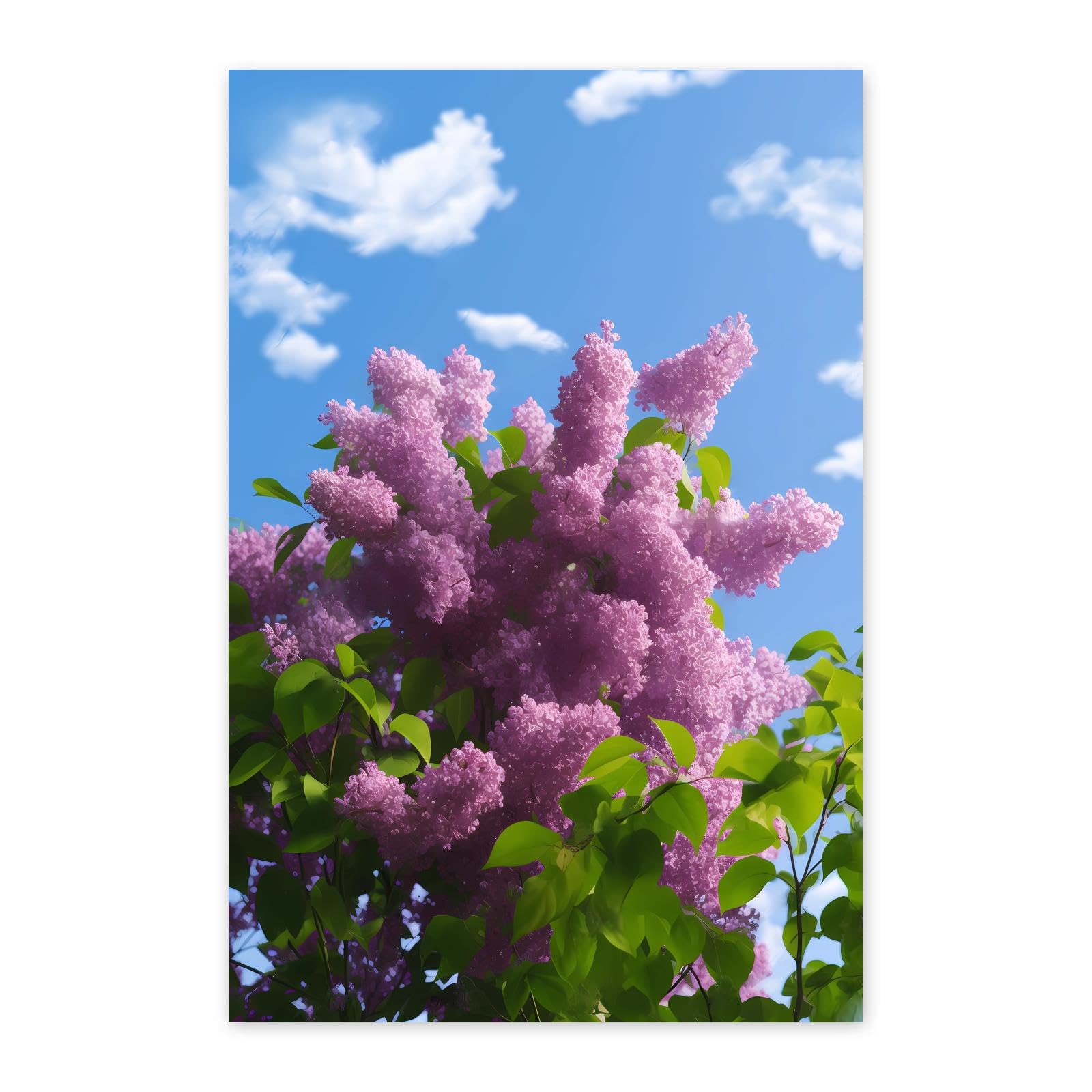 Lilac Flowers Diamond Painting Kits for Beginners, DIY 5D Full Round Diamond Painting- Lilacs in The Blue Sky, Diamond Gemstone Art Painting Crafts,