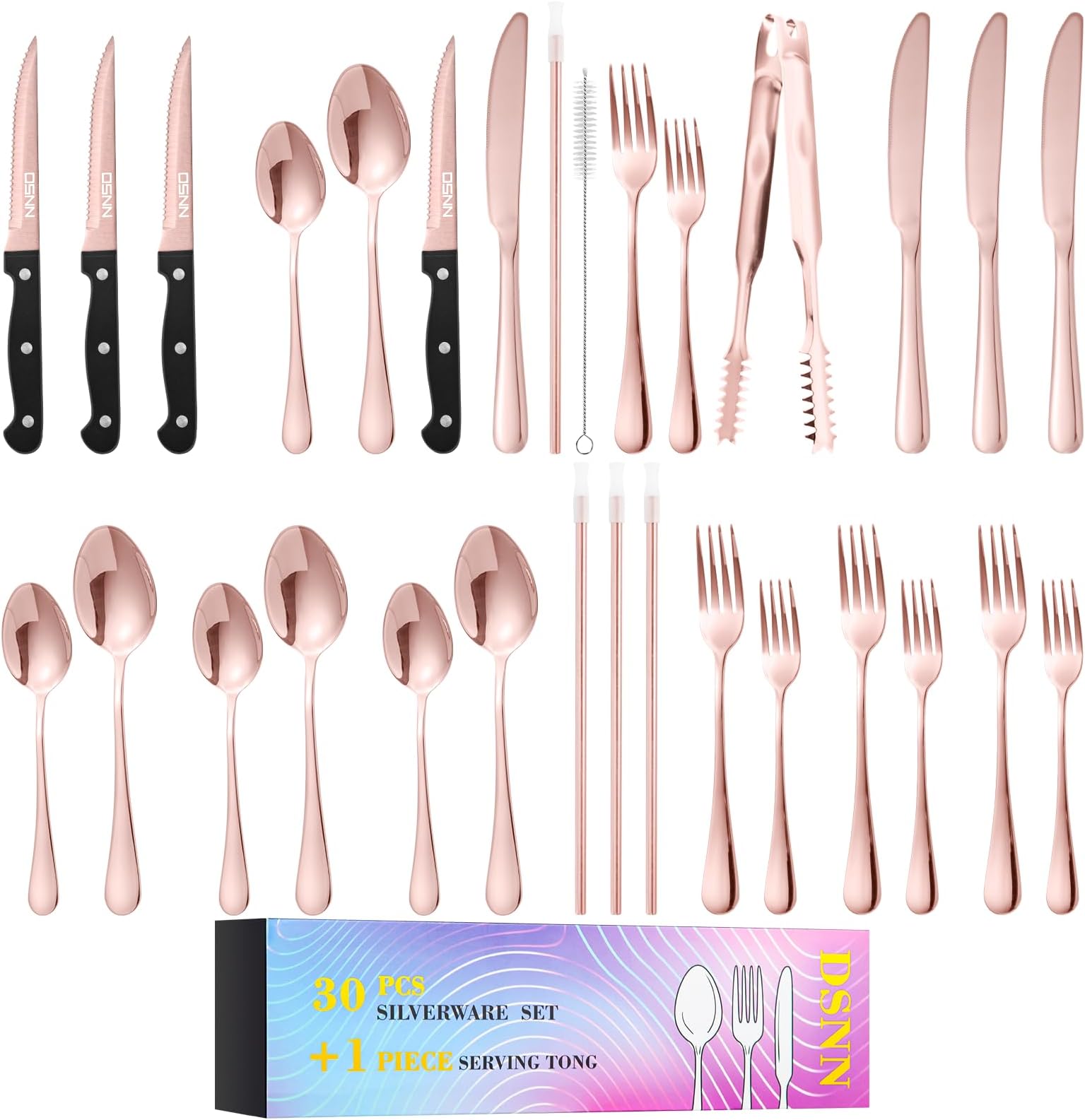 Stapava 60Piece Copper Silverware Set, Stainless Steel