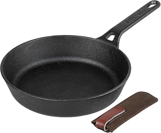 Vinod Legacy Pre-Seasoned Cast Iron Skillet Frypan - 0.9 ml, 20cm | Gas &amp; Oven Compatible | 100% Pure Toxin-Free Loha | Na...