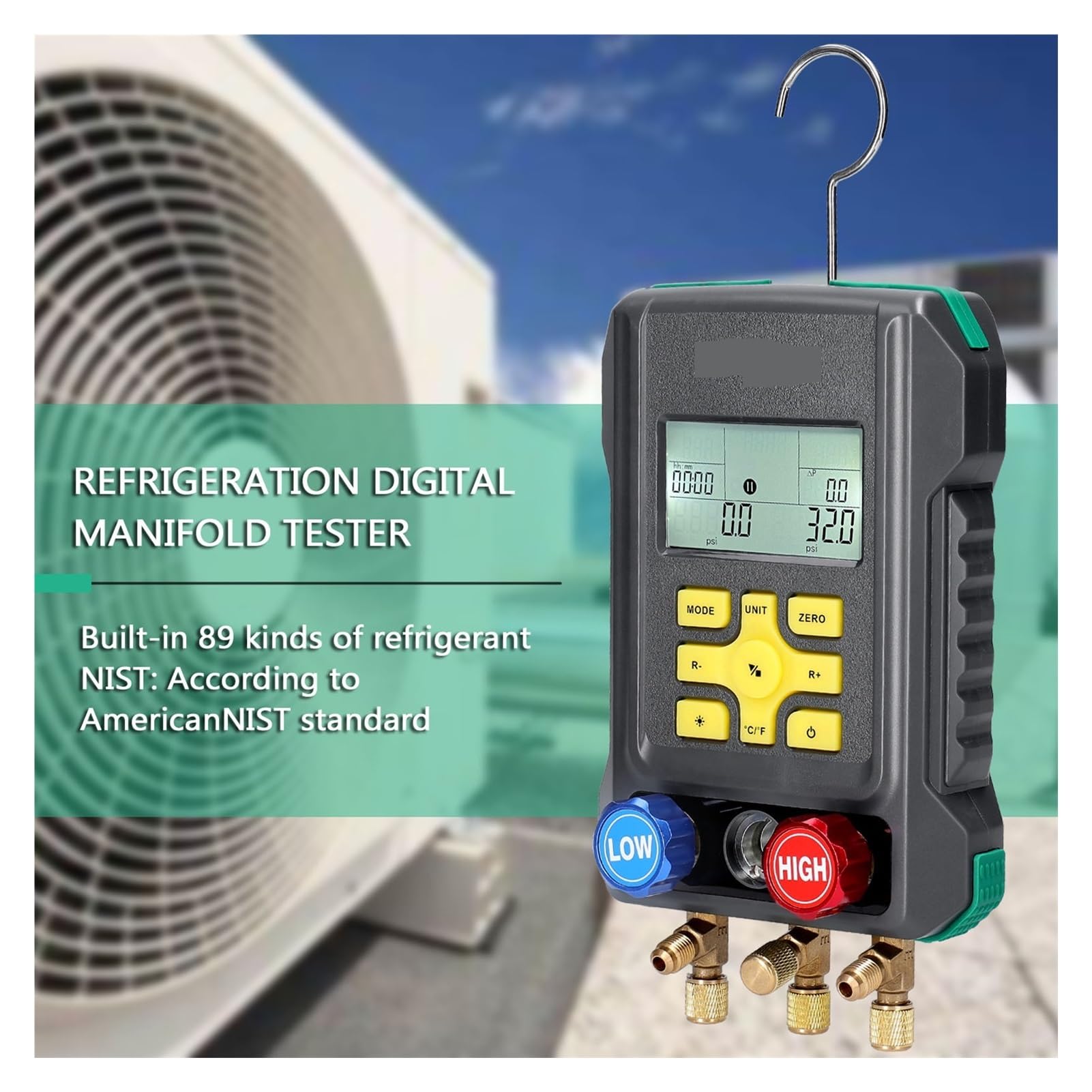 Manometro Refrigerazione Digitale Vuoto Pressione Collettore Tester Misuratore Temperatura Tester Apparecchio diagnostico AC