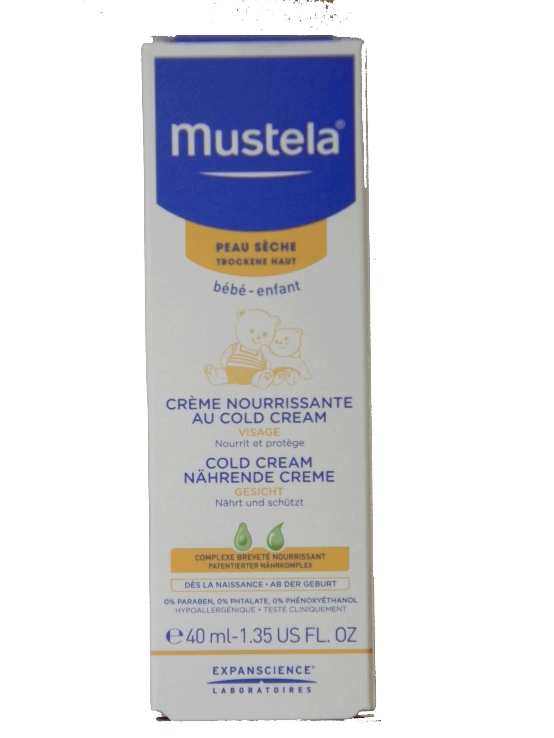 Mustela Crema Facial Nutritiva CC, Cold Cream Natural, Manteca de Karité, Rostro, Bebés y Toda la Familia - Hidratante Diaria, Específica para Pieles Secas, 97% Ingredientes de Origen Natural (40ml)