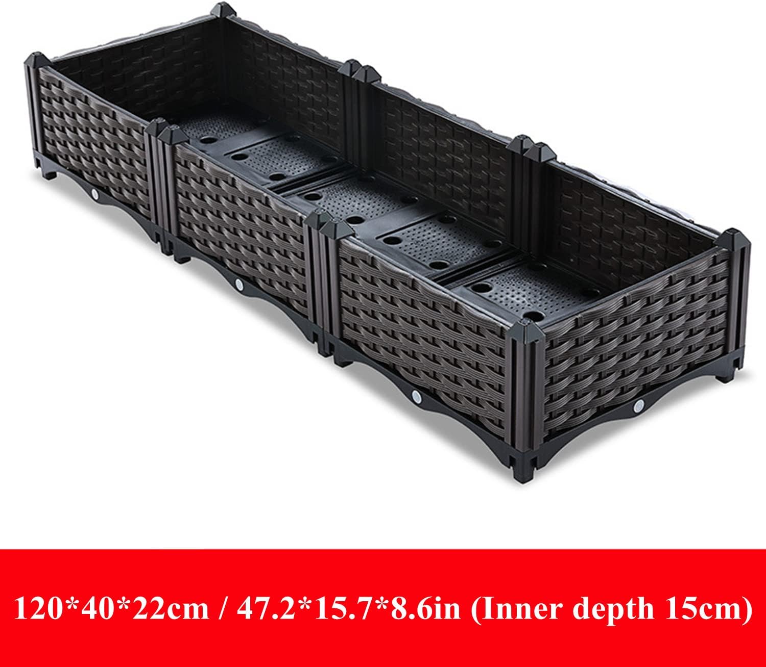 Thicken Raised Garden Bed Large Planters Box w/Drainage Plugs, Elevated Planter Boxes for Outdoor/Indoor, Vegetables, Herbs and Flowers,120x40x22cm