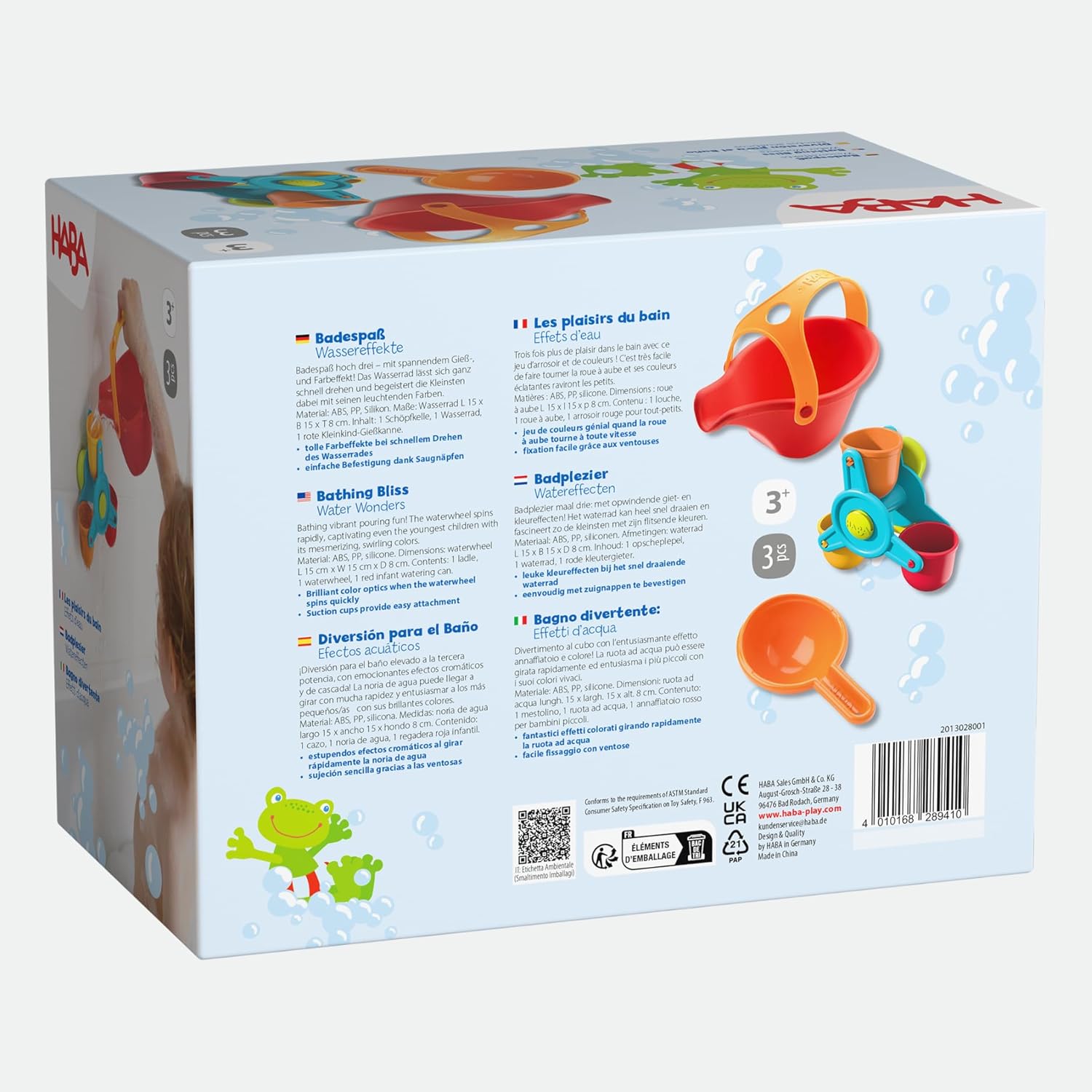 HABA 2013028001 Water Wheel with Suction Cups, Compatible with Ball Track, Colour Effects, Water Track for Children from 3 Years