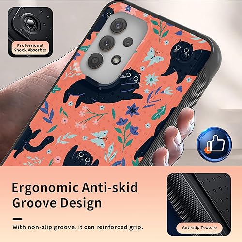 Miniatura 5 de Funda para Samsung Galaxy A13/A04/A04S/A23/A32 5G con protector de pantalla, parte trasera texturizada de policarbonato duro, diseño de flores