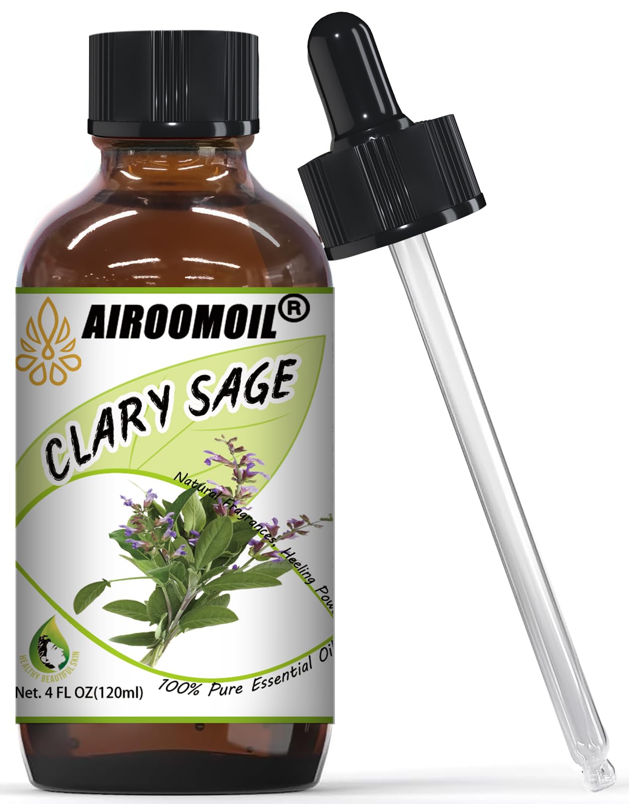 Pure Clary Sage Essential Oil, 100% Natural Clary Sage Oil, Premium Grade Essential Oils for Diffusers for Home, Skin, Care Massage, Soap Making, Aromatherapy, 4 Fl Oz | 120ml