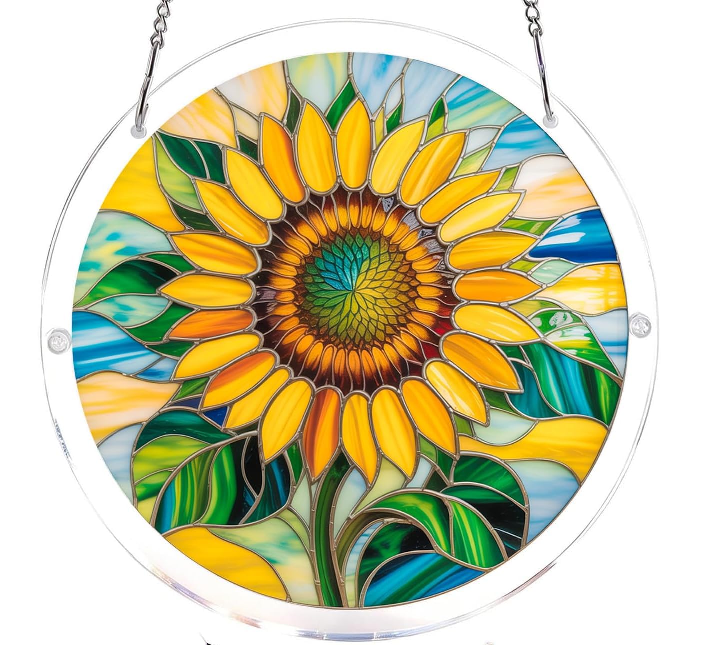 Sunflower Acrylic Jigsaw Puzzles Suncatcher, 7.4 Inch Window Hanging Suncatcher Acrylic Puzzle, DIY Home Decor Art Gift