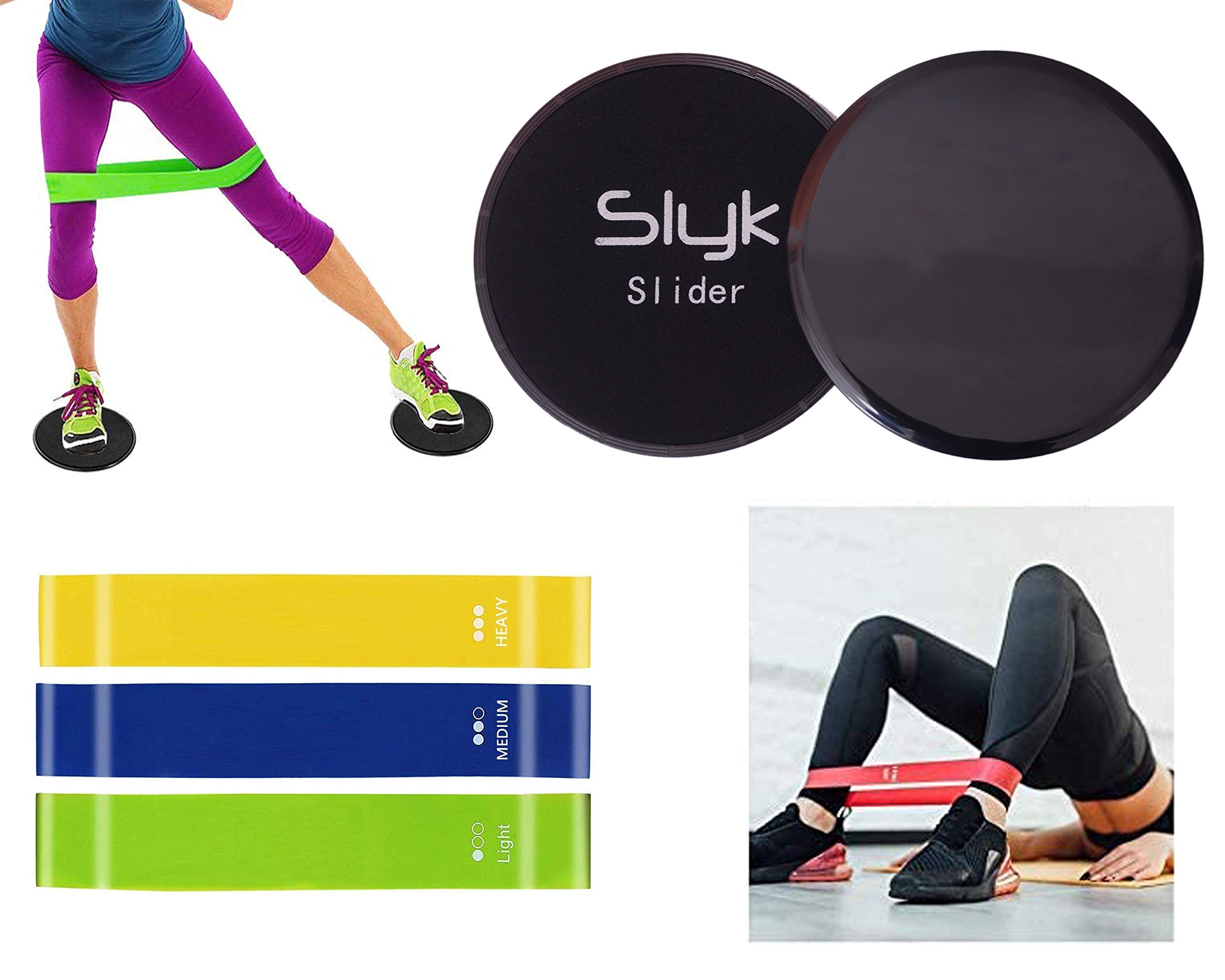 Buy Slyk Resistance Loop Exercise Bands with 2 Dual Sided Core Slider