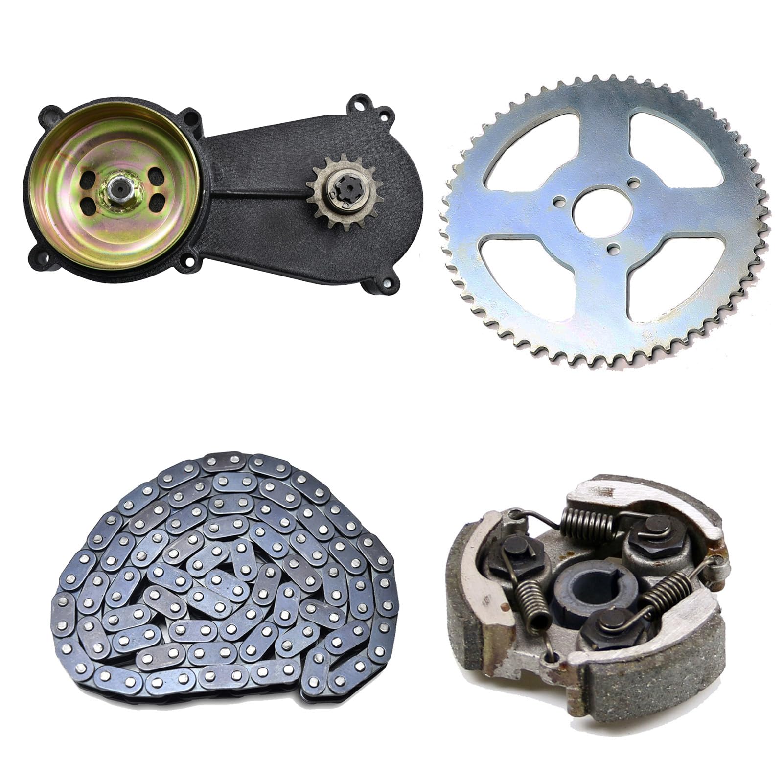 T8F 14 Tooth Clutch Drum Gear Box Transmission for 2 Stroke 47cc 49cc Mini Moto Pit Dirt Pocket Rocket Bike Petrol Scooter Mini Quad ATV UTV Go kart Buggy (with Clutch 116 Links Chain and Sprocket)