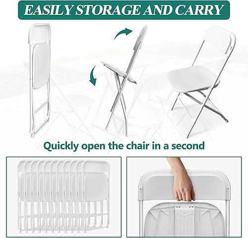 Miniatura 7 de GARTOO Paquete de 6 sillas plegables de plástico, sillas de fiesta portátiles con marco de acero, silla comercial apilable para interiores y