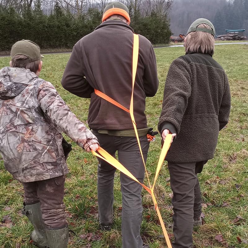 DJV-Wildbergehilfe für 3 Personen | 3 Zugschlaufen, einsetzbar als Schultergurt | 300 cm reißfester Polyester mit Edelstahlhaken | Jetzt schweres Wild spielend leicht Bergen!