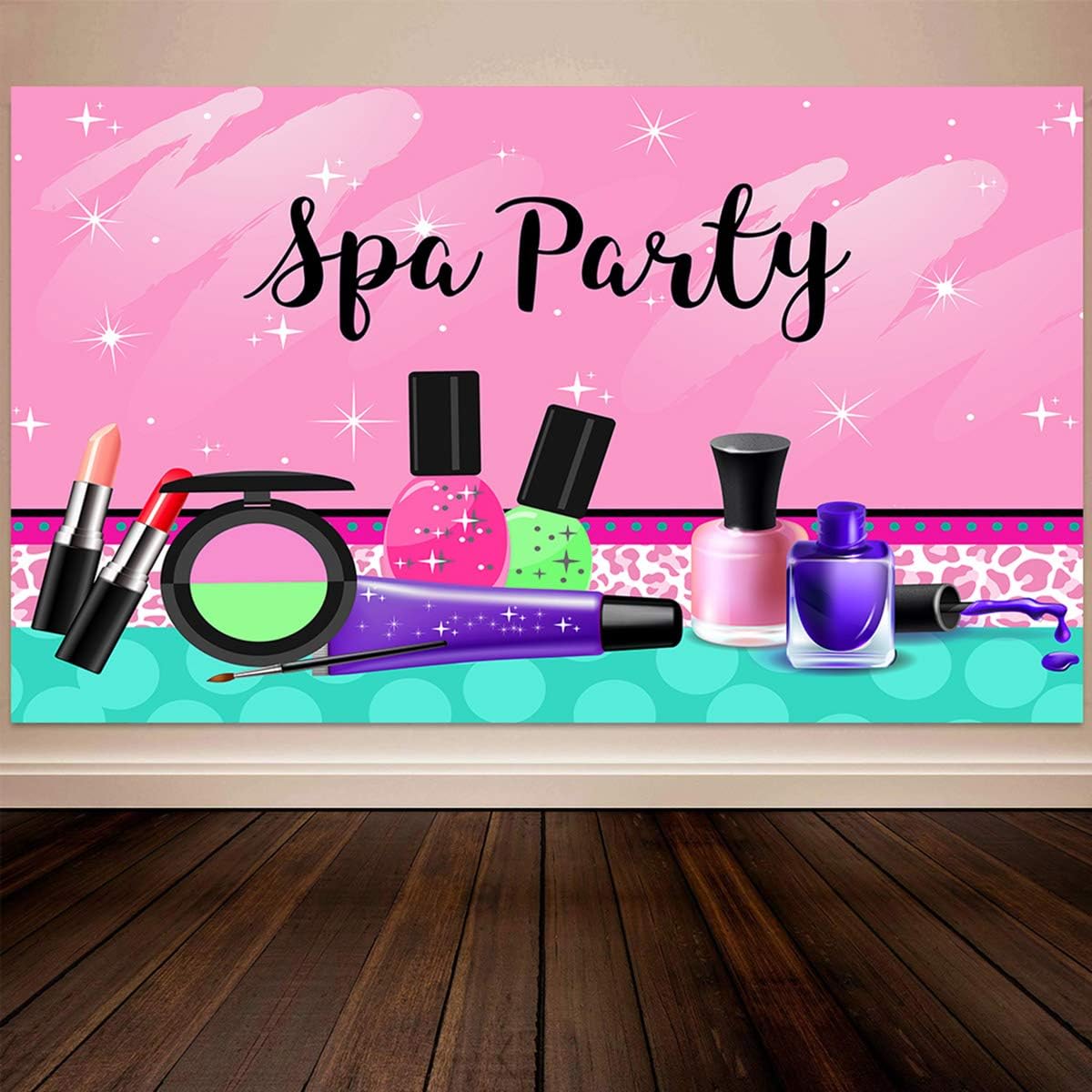 Allenjoy 5x3ft Sparkle Spa Party Backdrop Colorful Make Up Teens Girls Princess Summer Holiday 1st First Sweet 16th Birthday Baby Shower Party Celebrate Supply Background Photo Studio Props Decoration
