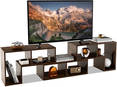 Miniatura 19 de KOTEK Soporte de TV para TV de 50, 55, 60, 65 pulgadas, organizador de estantería de combinación gratuita, mesa consola de TV con estantes de