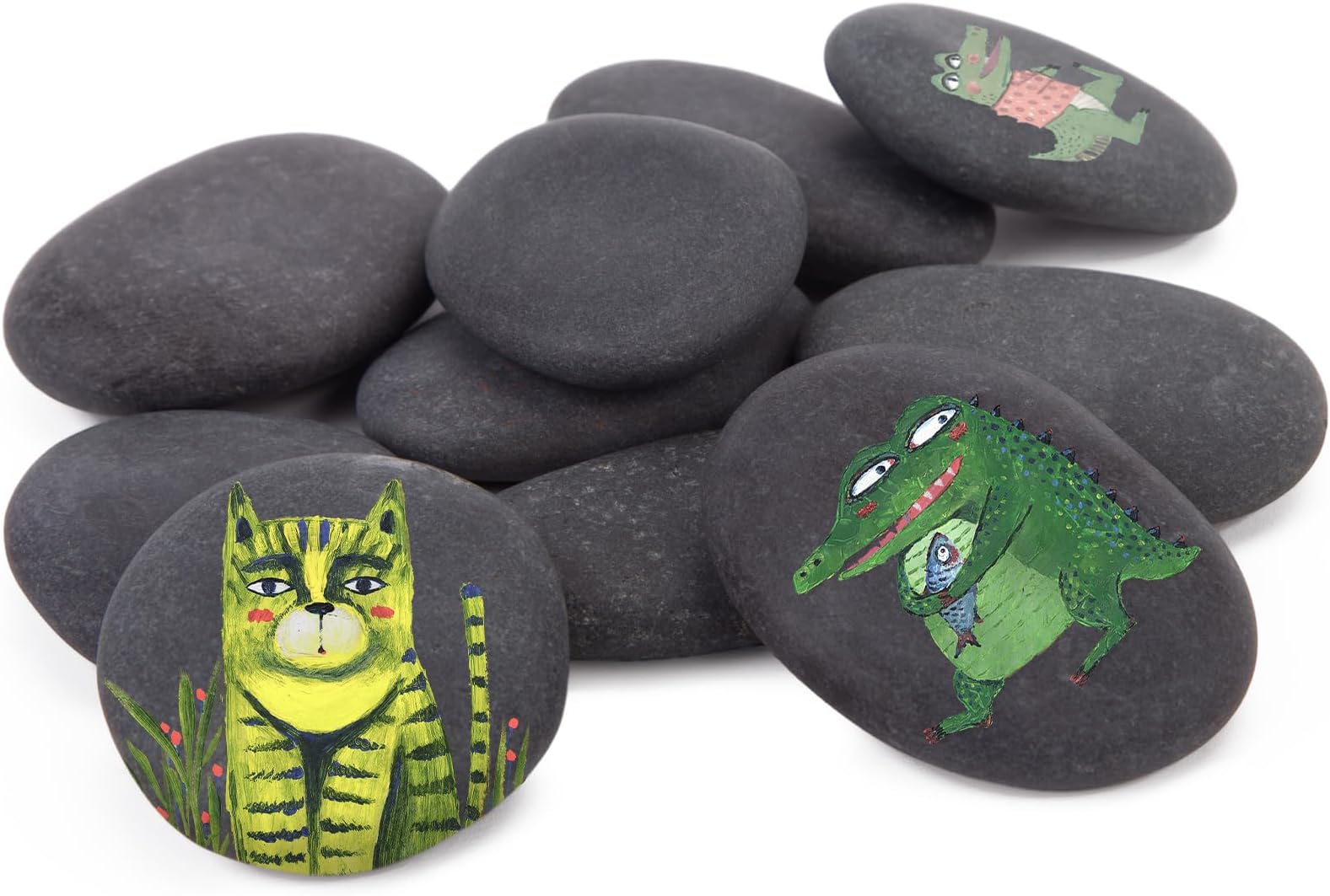 BigOtters 10PCS Painting Rocks, Dark River Rocks for Painting, 1"-3" DIY Rocks Flat Smooth Kindness Rocks for Arts DIY Crafts, Hand Picked