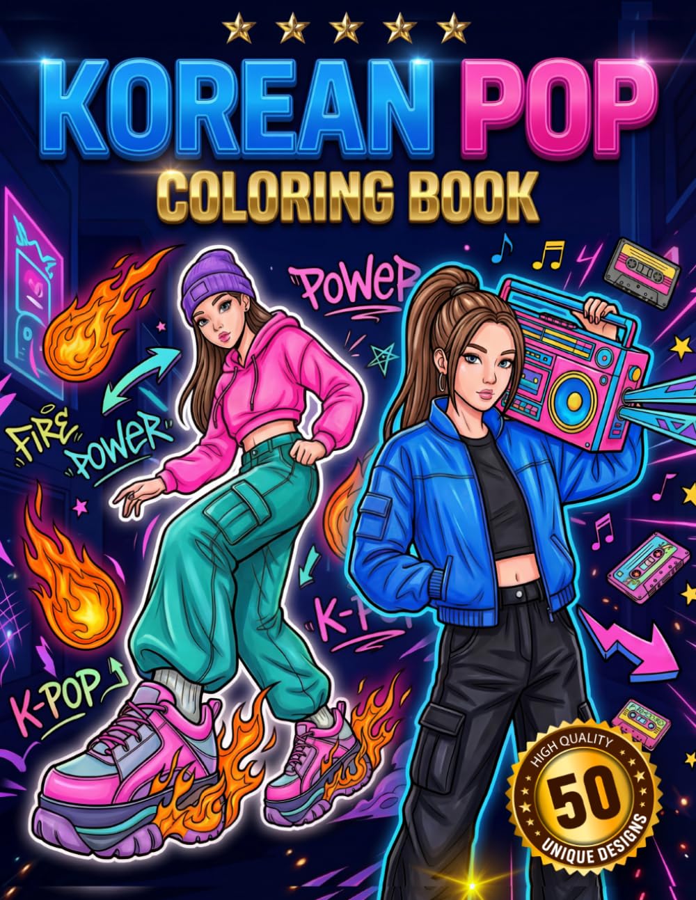 Korean Pop Coloring Book: Cozy K-Pop Idol Fashion Coloring Pages for Teens, Tweens & Adults