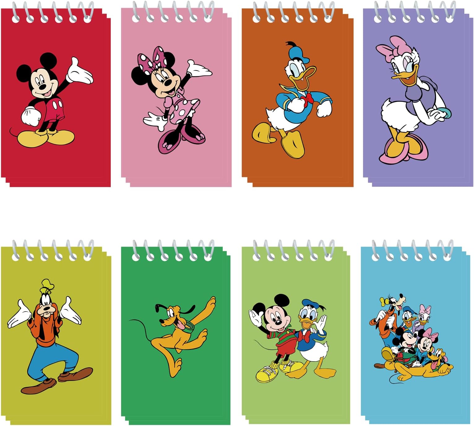 24 Pieces Mini NotePads Mouse Themed Party Favor as Mickey Minnie Theme Notepads Spiral Notepads Birthday Teacher Classroom Rewards Supplies for Kids Party Goody Bags Stuffers, 2.36 x 3.94 Inches