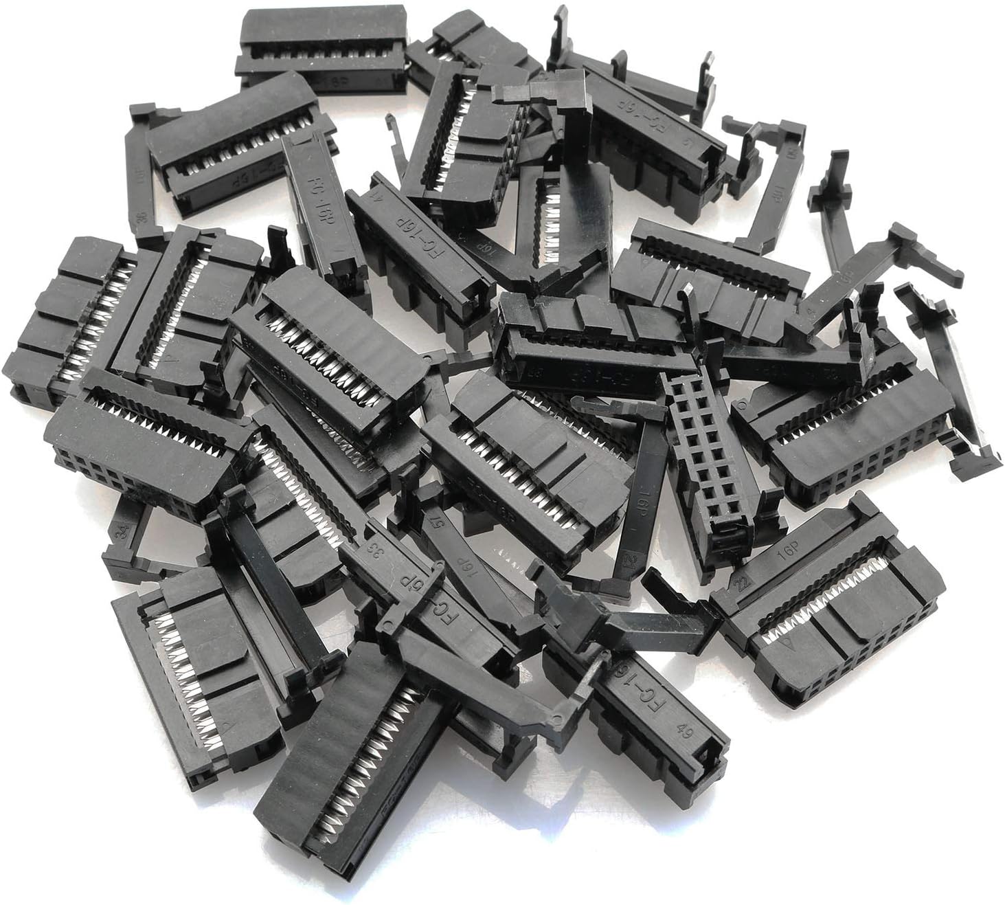 Tegg 25PCS FC-16P IDC Socket Connector Female 2x8 Pin Female Header Rectangular Connector Adapter 2.54mm Pitch for AWG Flat Cable
