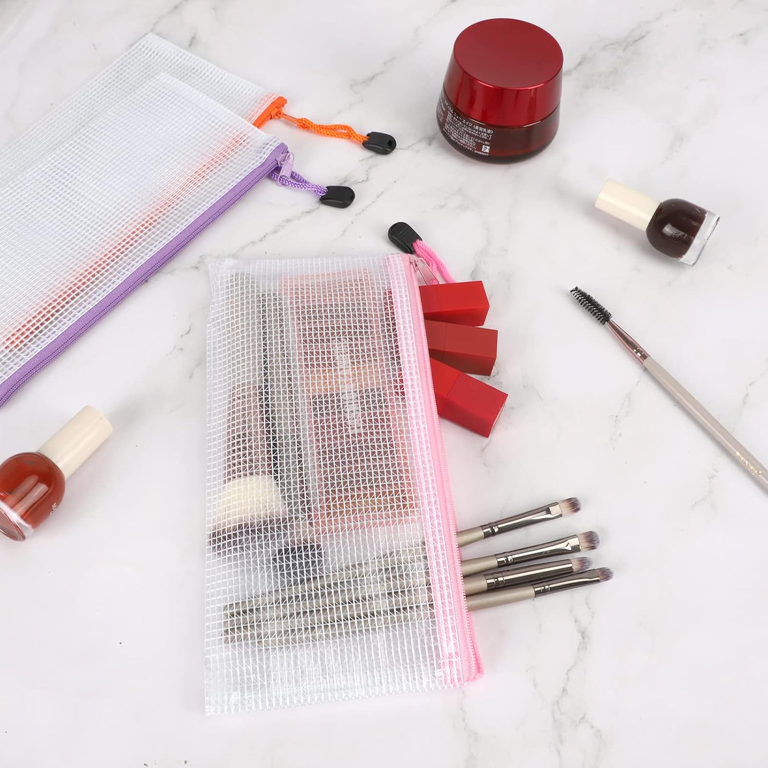 Pencil Pouches 20pcs 9.5x4.5 Inches Small Mesh Zipper Pouch in 10 Colors for Travel Storage Cosmetics and Office Supplies Storage thumbnail