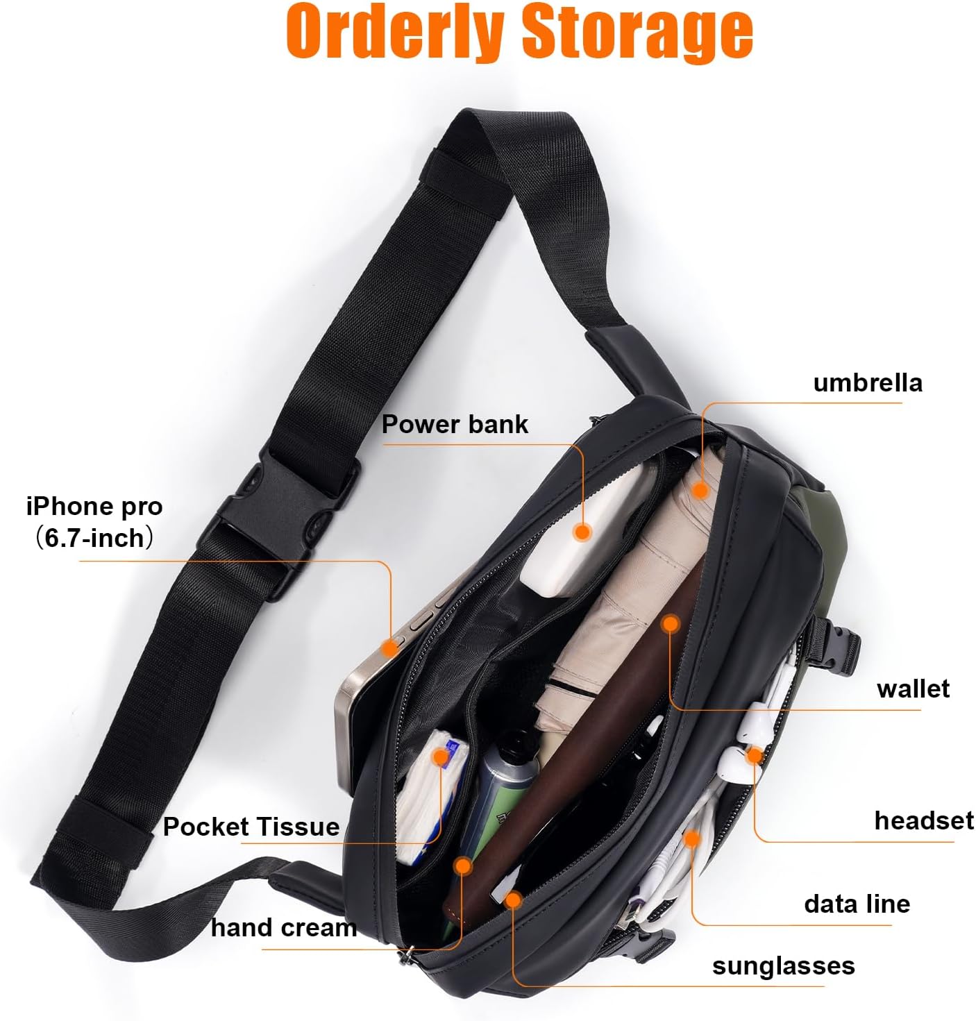 OSOE Water-Resistant Sling Bag for Men, Convertible Waist Packs to Crossbody Chest Bag, RFID Blocking, Lightweight Daypack for Travel, Hiking, EDC - Image 6