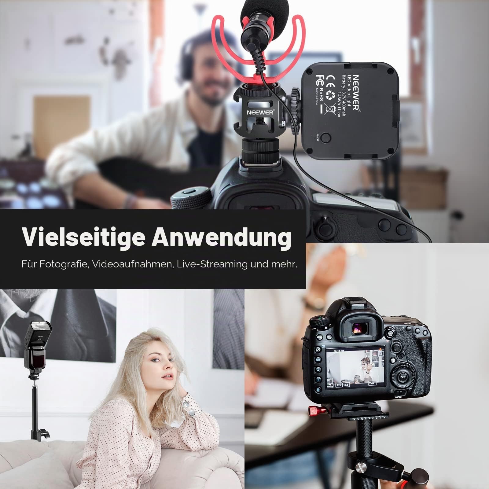 NEEWER 8 PCs Hot Shoe Mount Adapter Kit, inklusive Triple Cold Shoe Mount, 1/4" Schraube, Blitzstativhalterung und Hot Shoe Cover für DSLR Kameras, LED Leuchten, Mikrofon, Lichtständer, Monitor