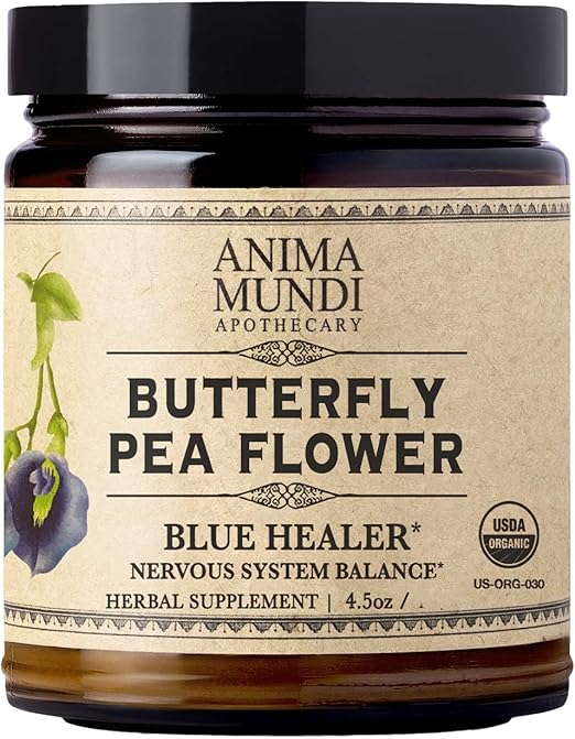 Anima Mundi Apothecary Butterfly Pea Flower Powder - Blue Healer - Use As an Organic Food Coloring or to Make Blue Butterfly Pea Flower Tea - May Support Healthy Skin & Nails (4.5 oz)