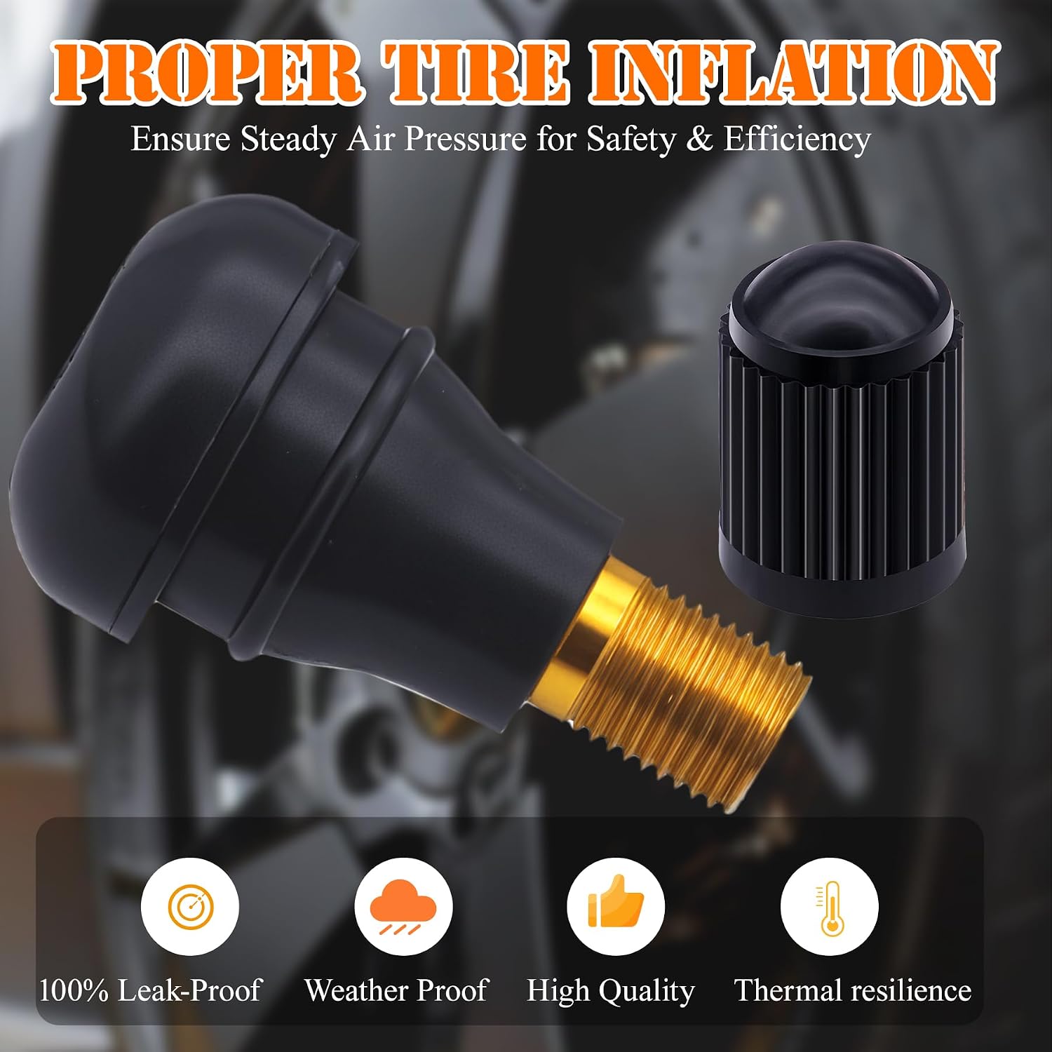 5PCS TR412 Tubeless Tire Valve Stems, Snap-in Rubber Valve Stems for 0.453 Inch 11.5mm Rim Holes on Standard Vehicle Tires, with 5Pcs The Upgraded Version Tire Valve Stem Caps