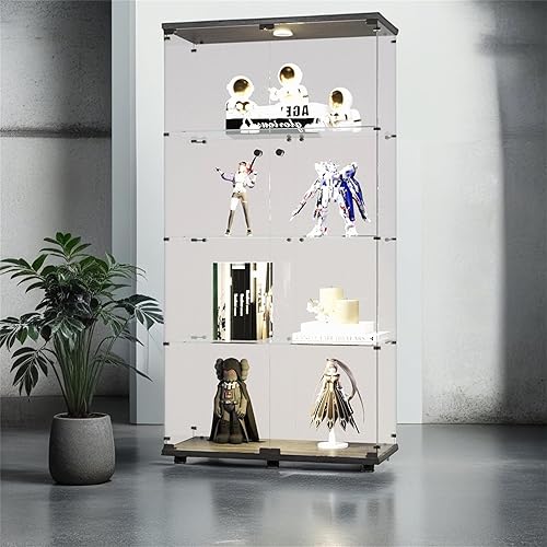 Miniatura 1 de Zipzop Moderno gabinete de exhibición de cristal de 64.5 pulgadas transparente con cerradura y luces, vitrina iluminada de la colección Curio,
