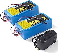 Vista 1 de Paquete de 2 baterías de litio de 24 V 5000 Ah con cargador de 29.4 V 1 A, batería recargable de 24 voltios para proyectos de bricolaje
