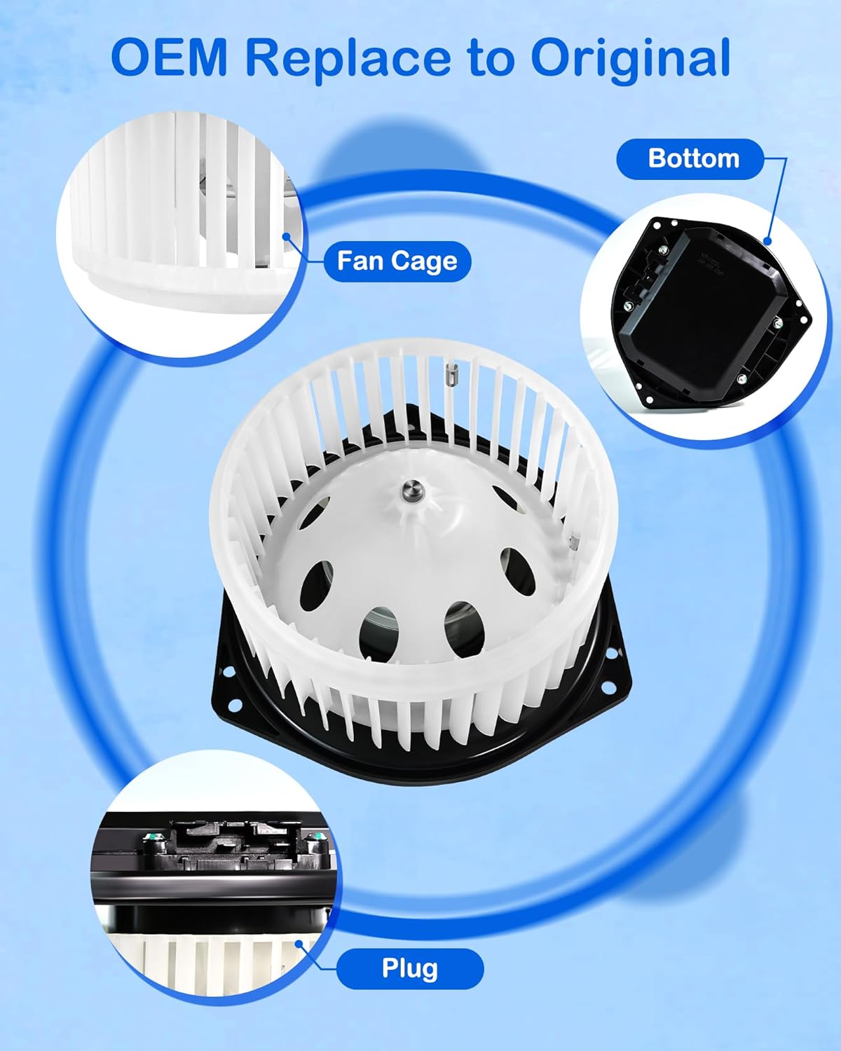 AC Blower Motor Fan 700193 Compatible with Infiniti EX35 2008-2012，for FX35 2003-2012,for Nissan 350Z 2003-2009，for Altima 2007-2023 Front Automotive Replacement Heater Blower OE 75850 PM9136