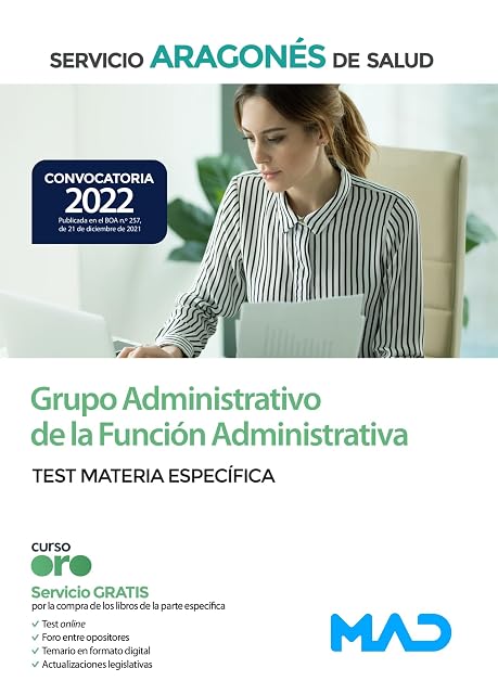 Portada de Grupo administrativo de la función administrativa del servicio aragonés de salud . Materia específica test