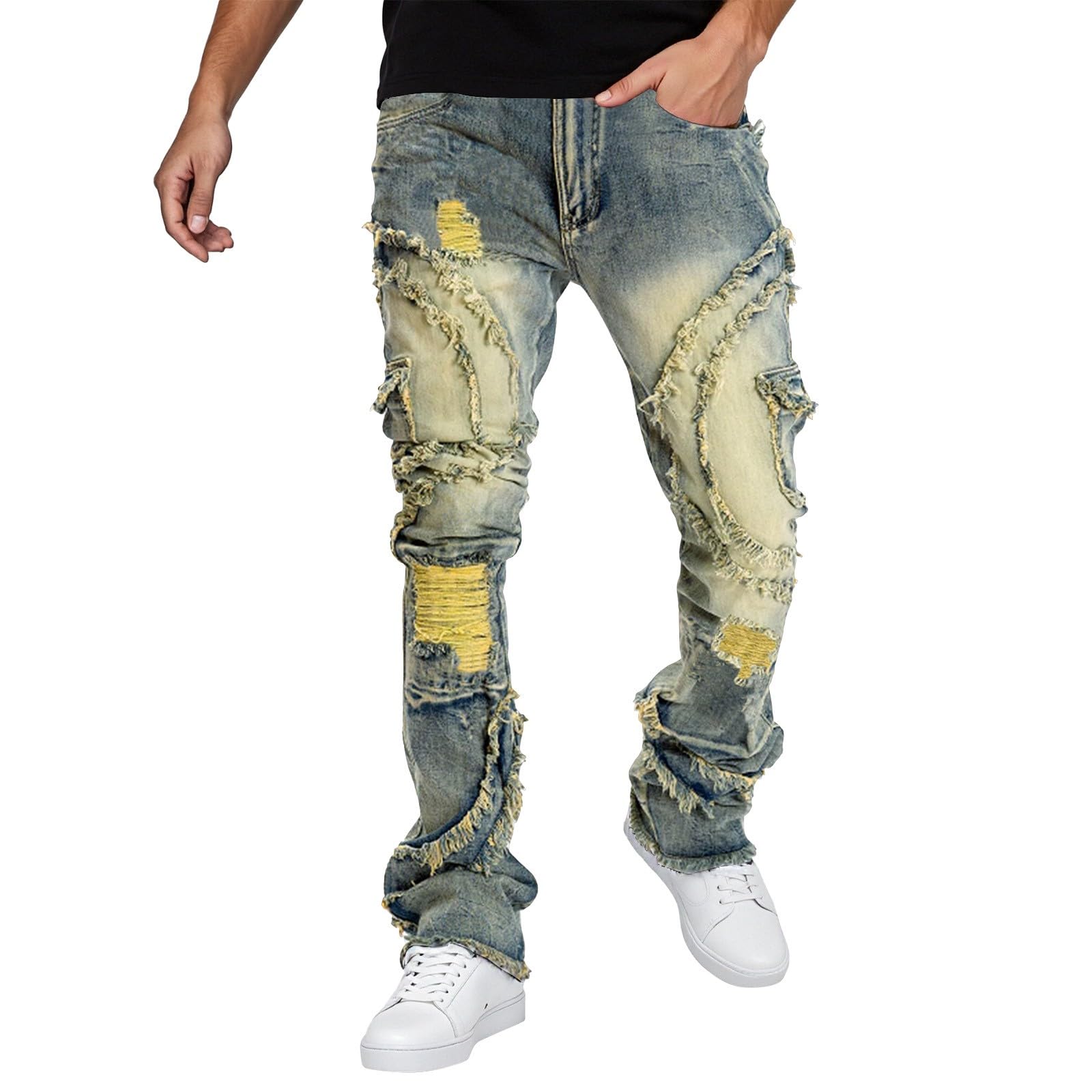 Genérico Pantalones Hombre Vaqueros,Vaqueros Ajustados Y EláSticos para Hombre para Uso Informal CóModos Pantalones Vaqueros CóNicos De Tiro Medio Camisetas Y Tops