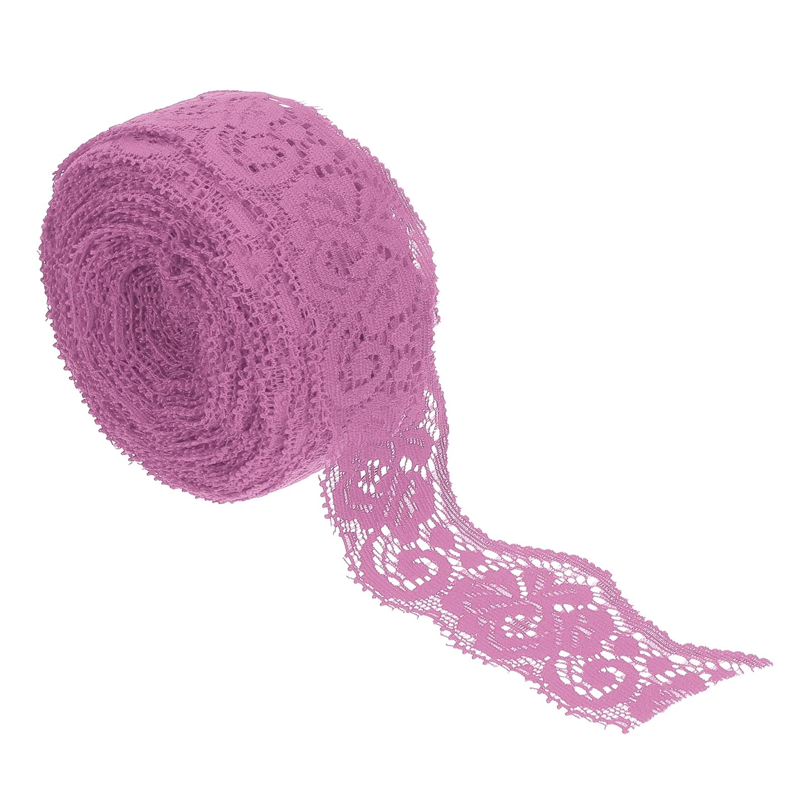 sourcing map 3.5cm Wide Elastic Lace Ribbon, Vintage Floral Pattern Light Purple Stretch Lace Fabric Trim by Roll for Garment DIY Crafts Dress Sewing Making Bridal Wedding Decor
