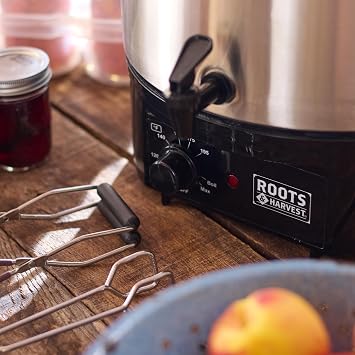 Roots and Harvest Electric Bath Canner Stainless Steel Pot with Glass Lid | 27L Capacity for Home Canning