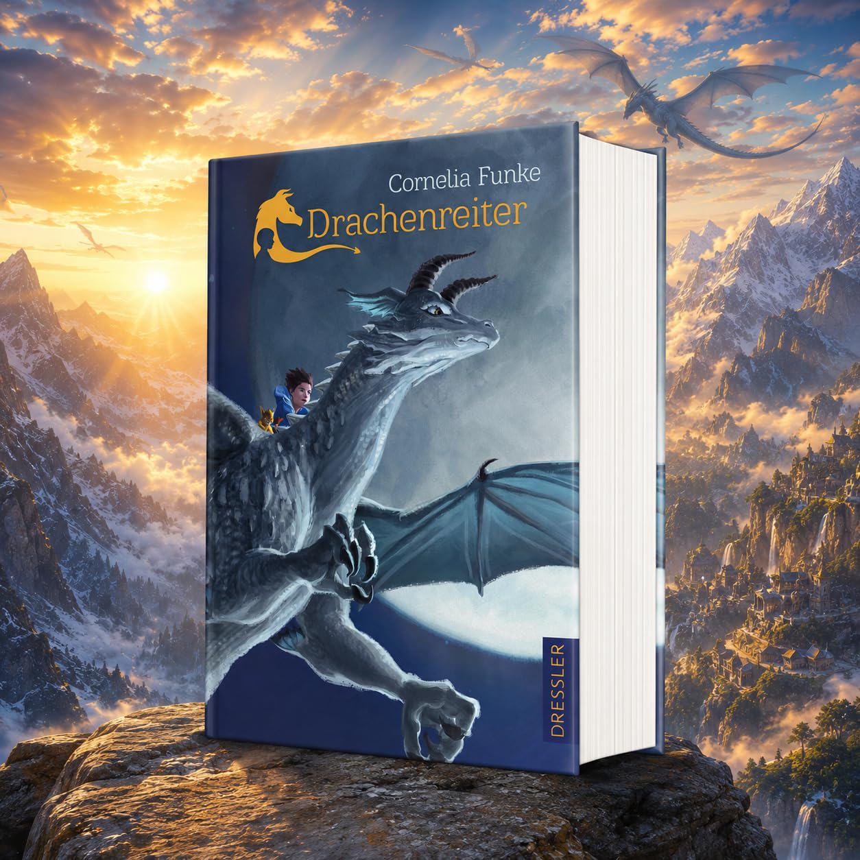 Cornelia Funke - Drachenreiter Reihe Band 1-3: Die Feder eines Greifs, Der Fluch der Aurelia - Fantasy Bücher Bundle voller Drachen, Mut und Abenteuer - Kinderbücher ab 10 mit exklusivem Lesezeichen