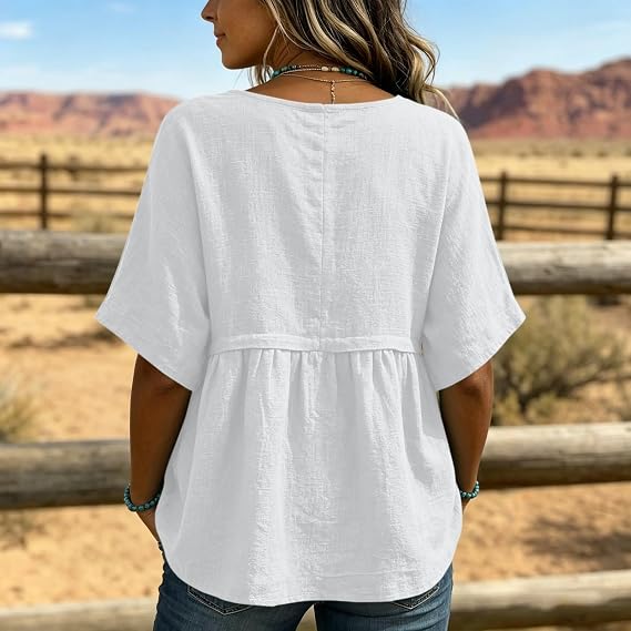 Womens Plus Size Babydoll Tops Summer Short Sleeve Peplum T Shirts Casual Loose Fit Crew Neck Going Out Tunics