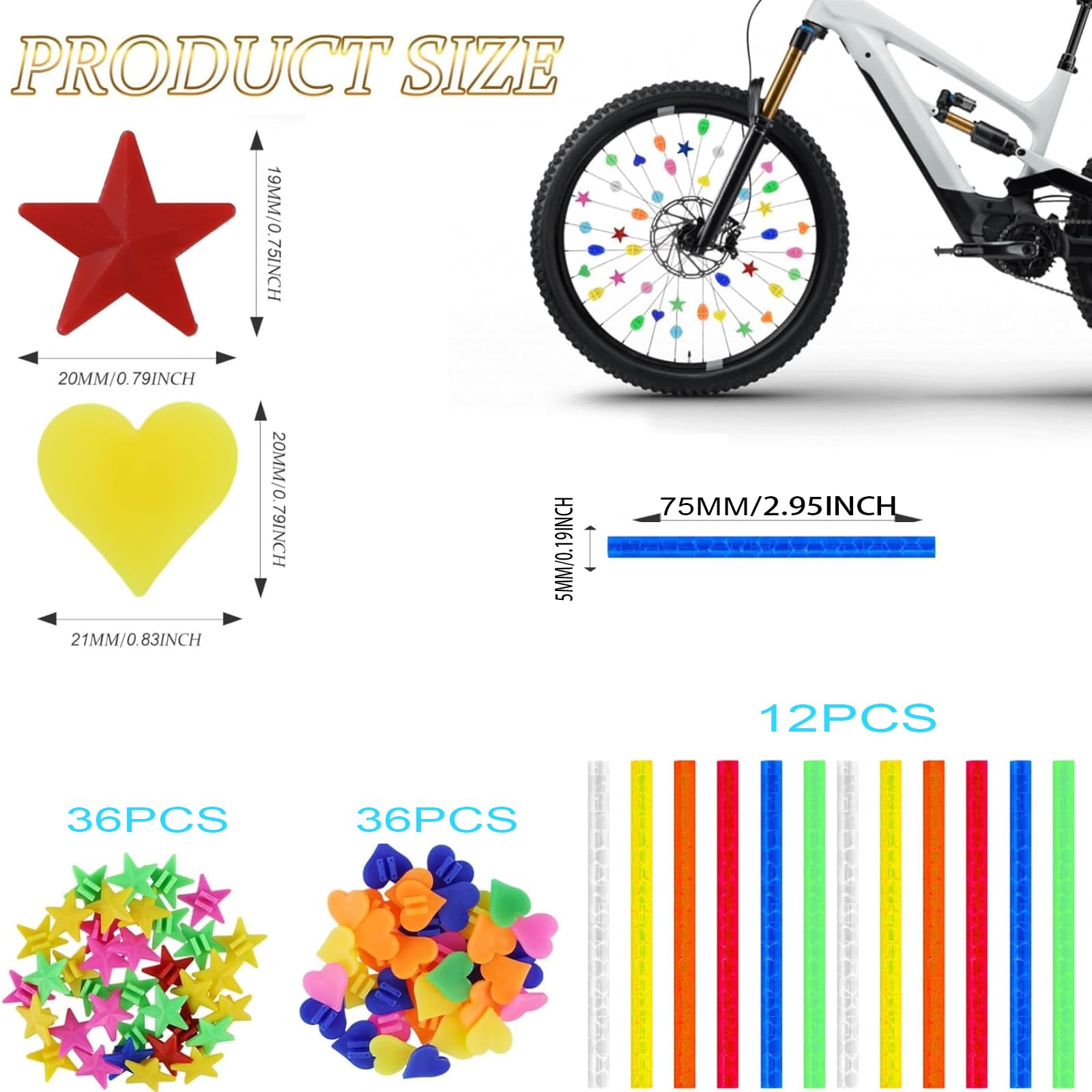 EIROVYA 96-teiliges Fahrradspeichen-Reflektor-Set – Bunte Speichenstäbe, Sterne & Leuchtperlen – Für Kinder, Sicherheit & Style – Leicht Zu Montieren EIROVYA 96-teiliges Fahrradspeichen-Reflektor-Set – Bunte Speichenstäbe, Sterne & Leuchtperlen – Für Kinder, Sicherheit & Style – Leicht Zu Montieren