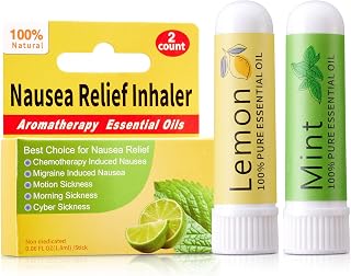 Hion Nausea Relief Inhaler-Lemon and Mint, 100% Natural Essential Oils Inhalers