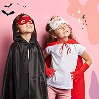 Vista 6 de 2 piezas de capa roja y guantes para niños, capas de Halloween para niñas, capa de bruja, vestido elegante para Halloween, cosplay, disfraz, fiesta