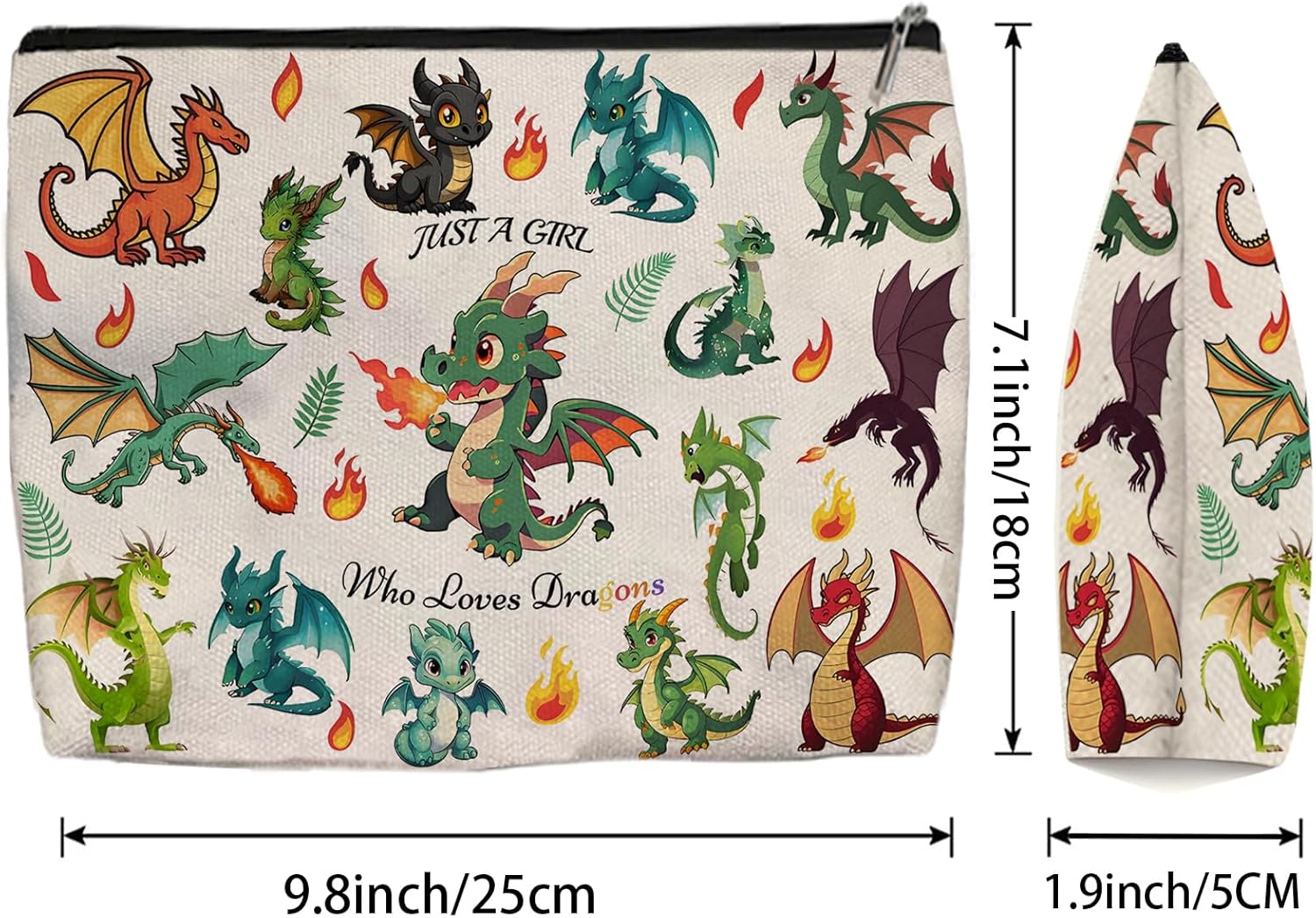 Dragon Makeup Bag for Women - Lightweight Travel Pouch with Lining, High-definition, Double-Sided Printed, Funny Dragon Gift Bags for Birthday & Christmas Gifts - Image 2