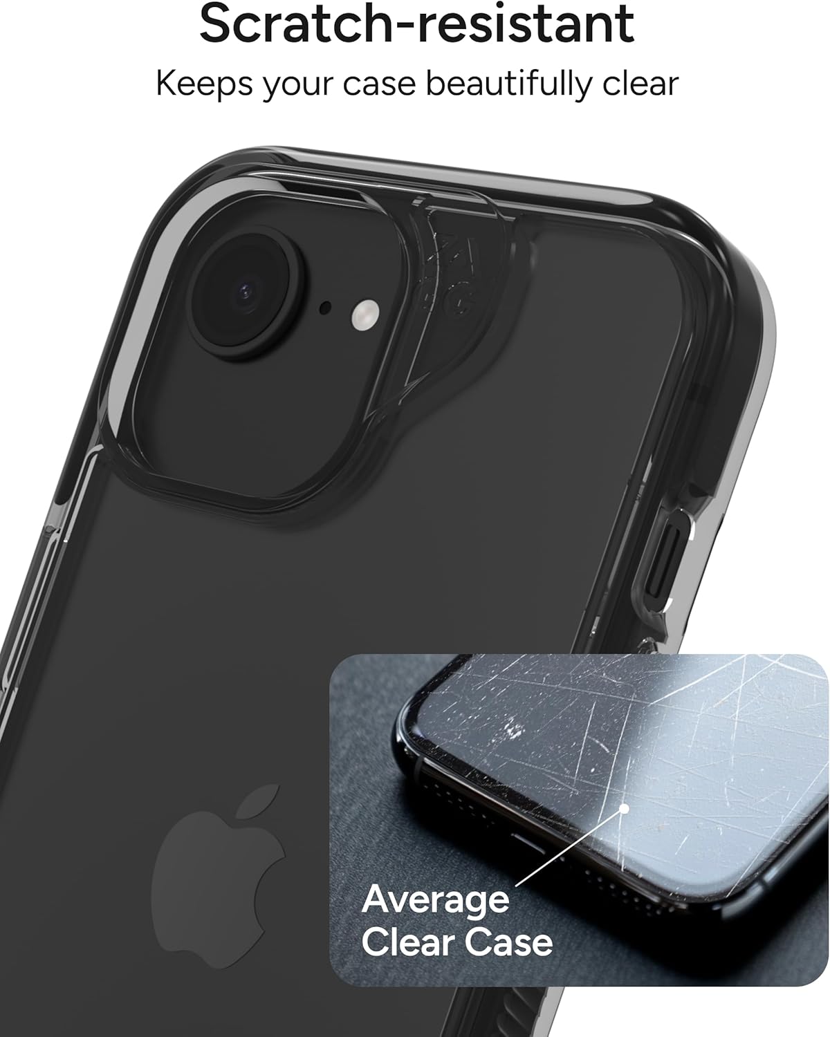 ZAGG Santa Cruz Case with Kickstand for iPhone 17e/ 16e/ 15/14/ 13 – 13ft Drop Protection, Graphene Reinforced, Slim Transparent Case, Anti-Scratch Finish, Wireless Charging Compatible, Black