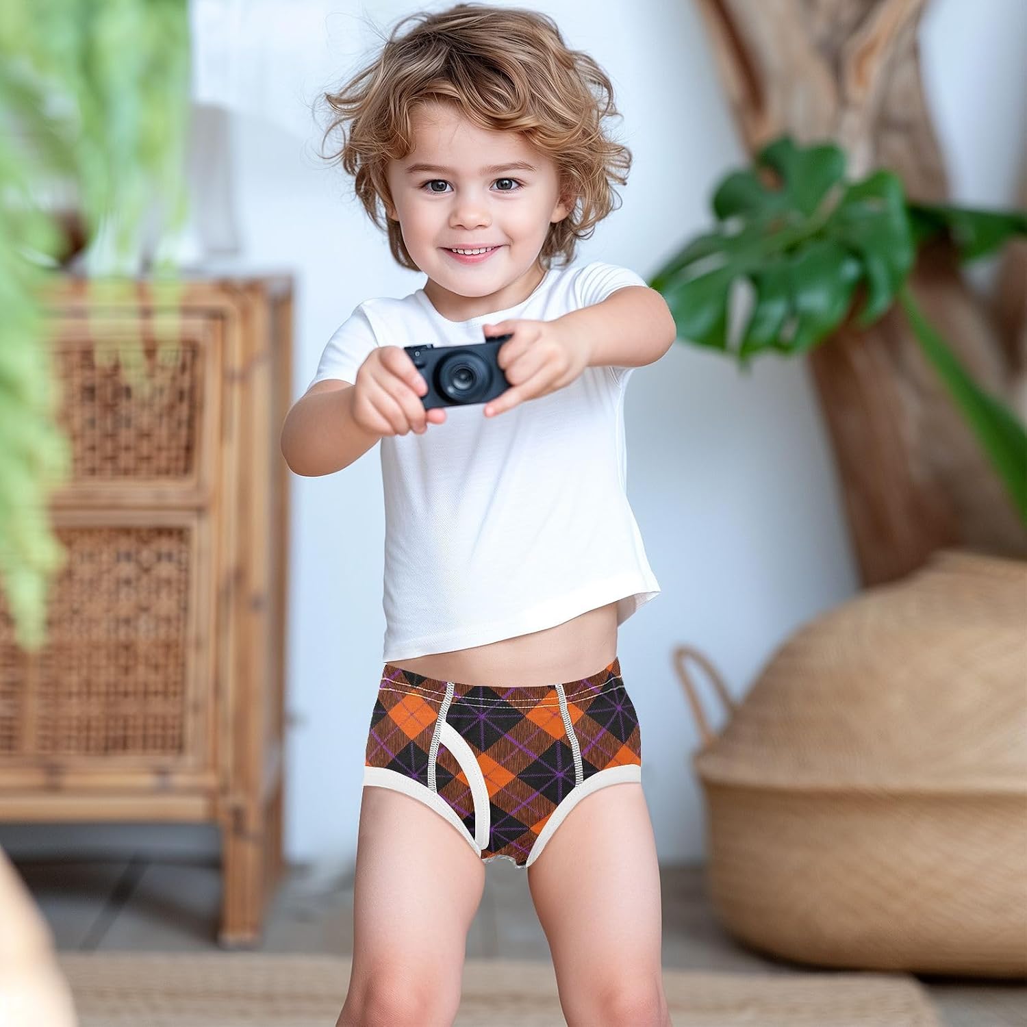 visesunny Boys Training Underwear Diagonal Plaid Halloween Breathe Cotton Potty Briefs Size 2T-8Y for Toddler