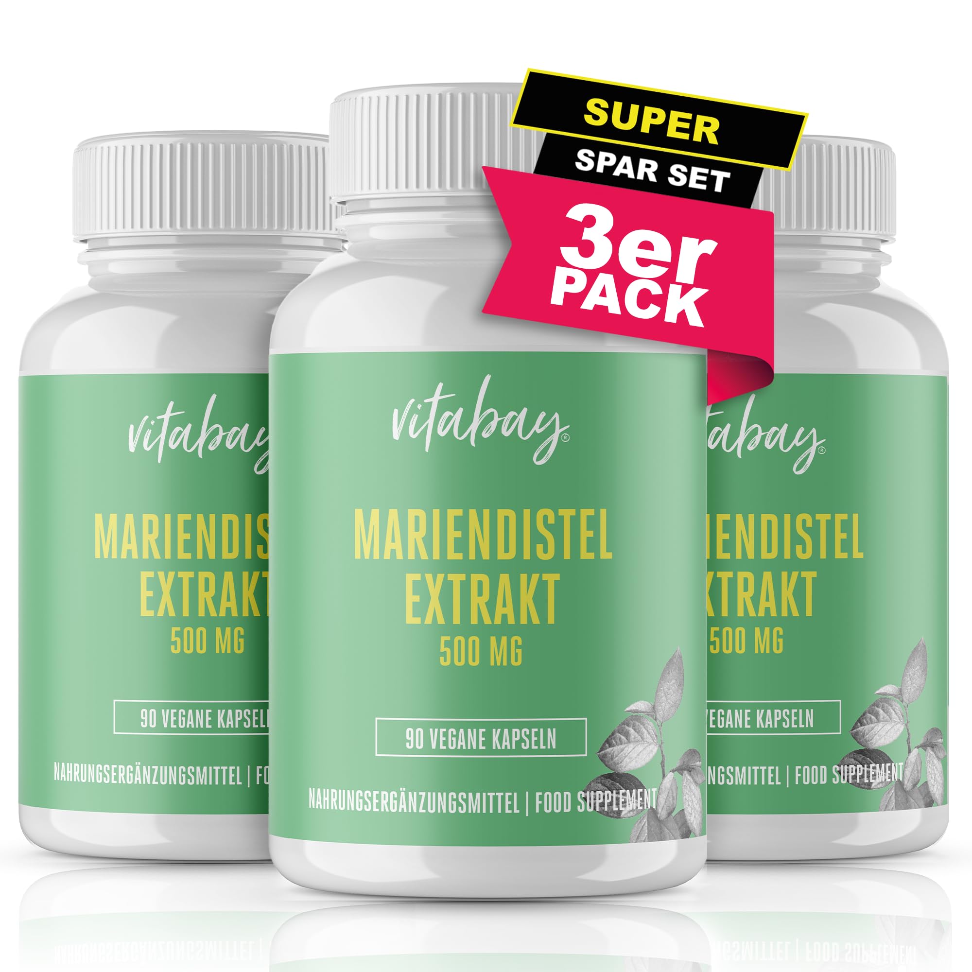 Vitabay Mariendistel Extrakt – 500 mg, 270 vegane Kapseln