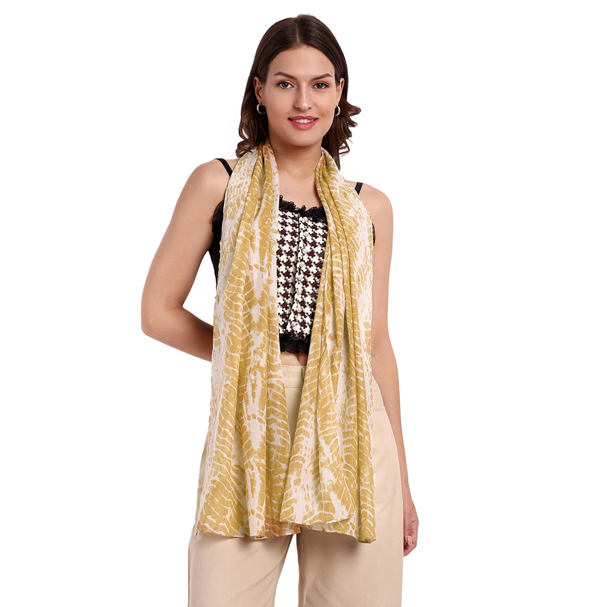 CrossKultureCotton Scarf - Lightweight and Long Women's Wrap - Printed, Wrinkled Design - All Season Stole