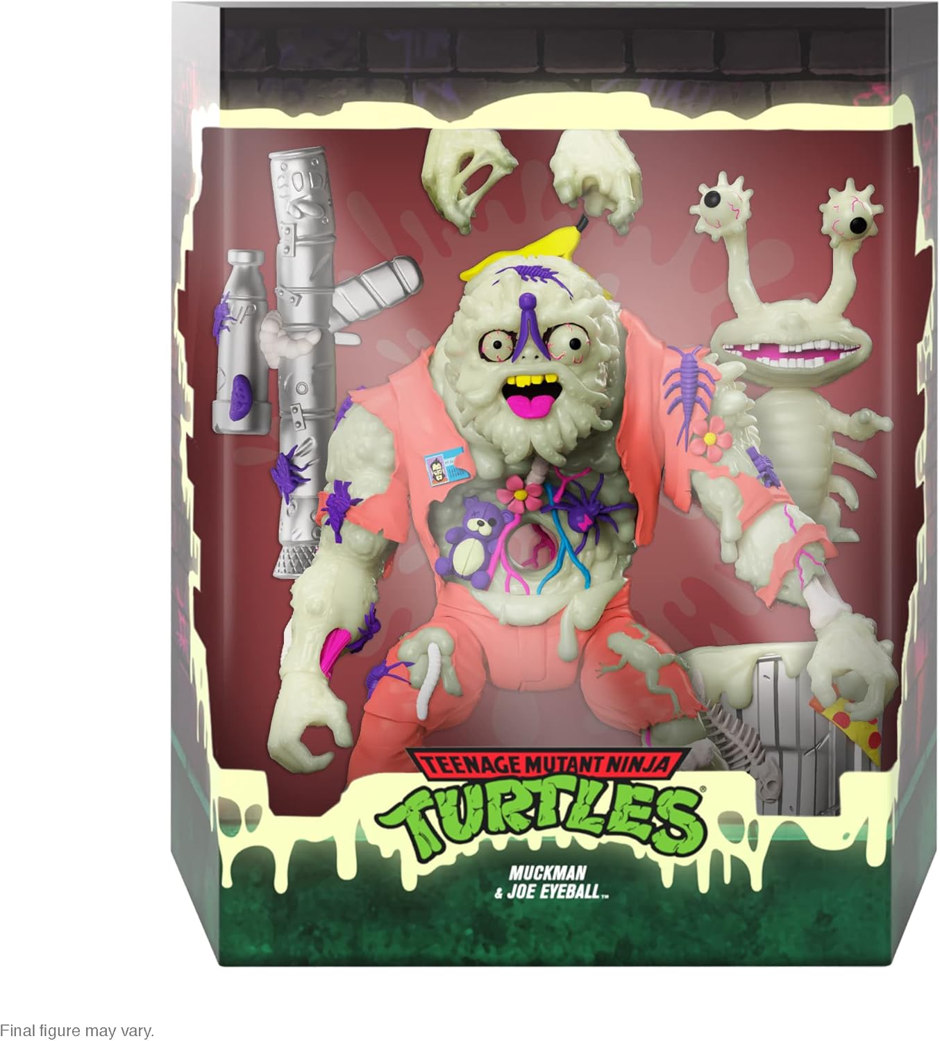Super7 ULTIMATES! Teenage Mutant Ninja Turtles Muckman and Joe Eyeball (Glow in The Dark) - 7" TMNT Action Figure with Accessories Classic Cartoon Collectibles and Retro Toys