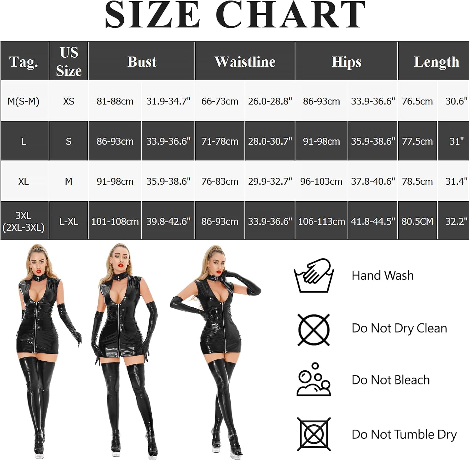 FEOYA Women’s Shiny Latex Mini Dress Low Cut Bodycon PU Leather Dress Club Party Zip Up Tight Wet Look Outfits