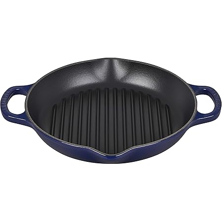 Le Creuset Enameled Cast Iron Signature Deep Round Grill, 9.75", Indigo