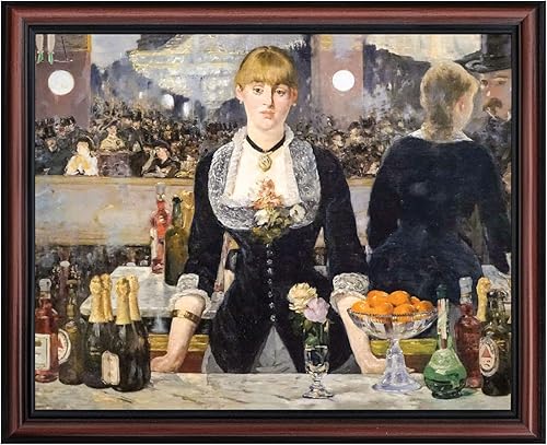 Miniatura 2 de A Bar at Folies Bergere de Eduard Manet, impresión artística enmarcada para pared, maravillosa decoración de bar para el hogar u oficina, 11 x 14,