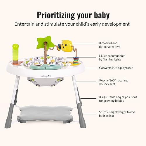 Miniatura 6 de Dream On Me Curio Sit N Seek - Centro de actividades para bebés en lima, centro de actividades 2 en 1 y mesa de juego con 3 juguetes desmontables y